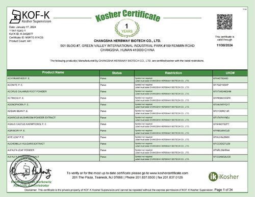 Latest company news about Herbway renueva el certificado kosher KOF-K